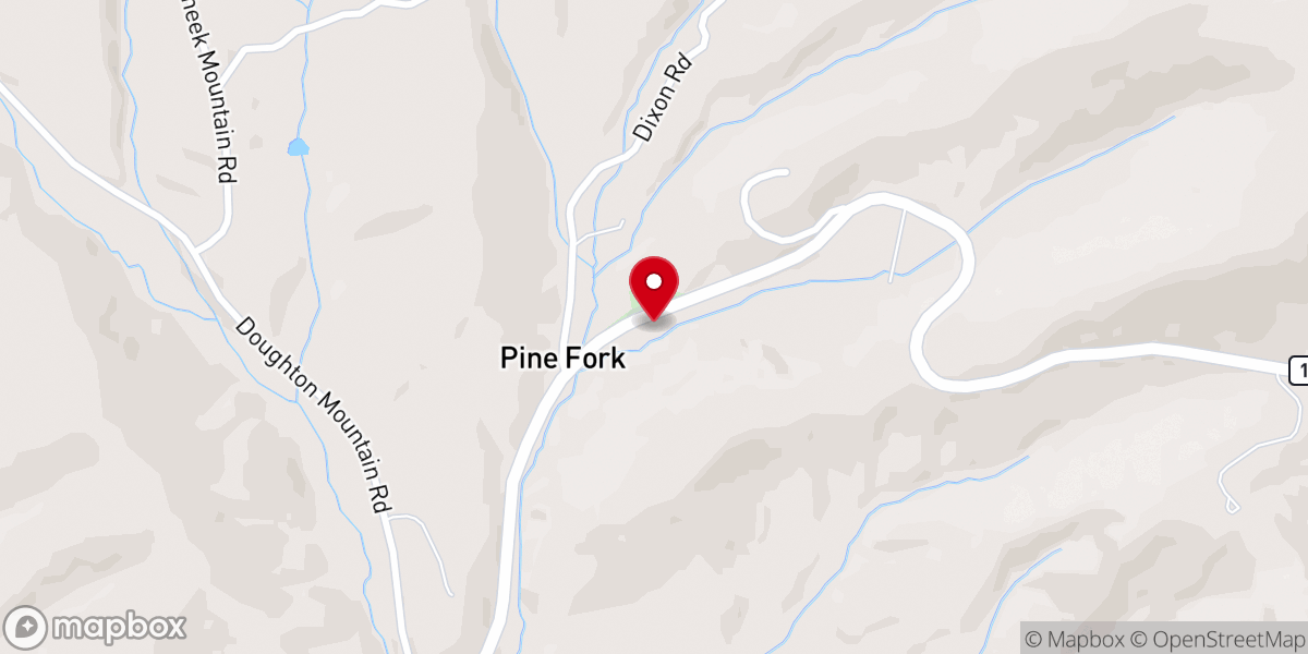 Map showing location of Pine Fork Baptist Church