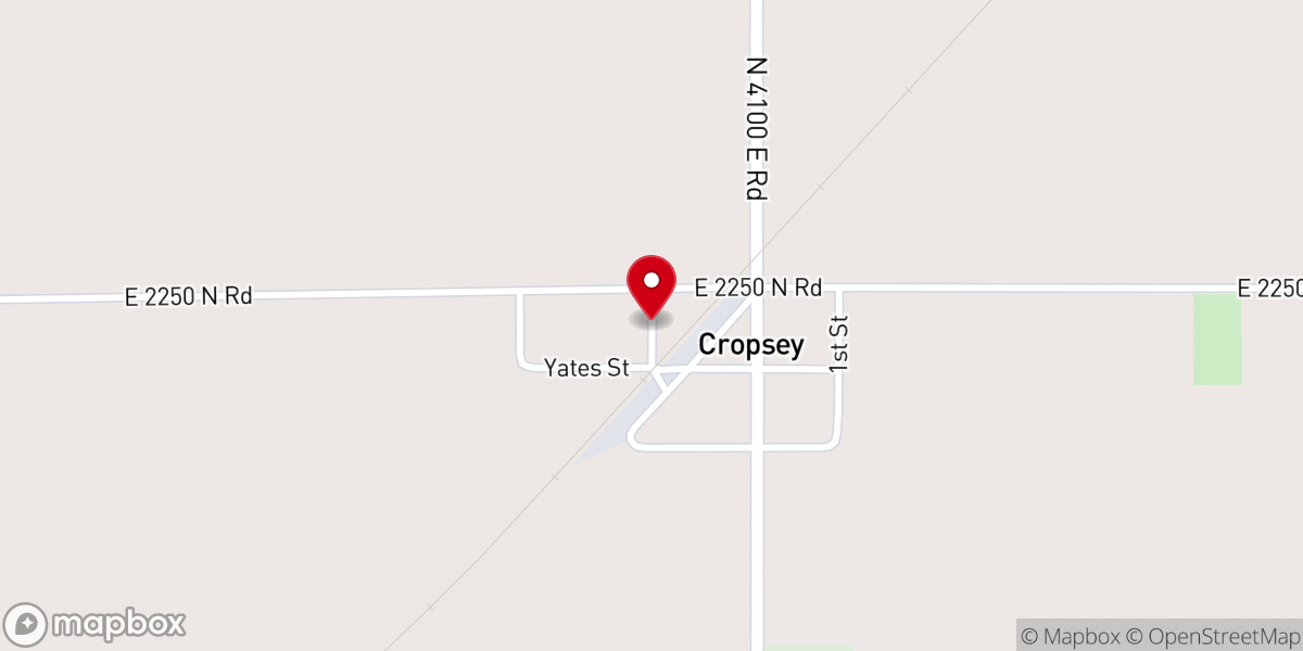 Map showing location of Cropsey United Methodist Church