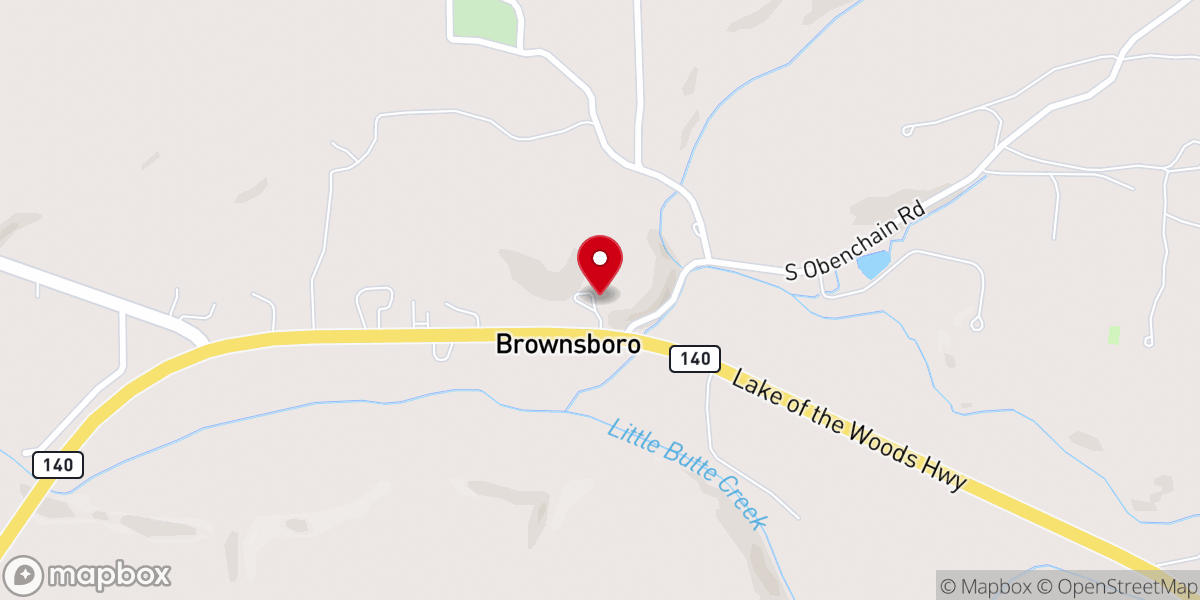Map showing location of Brownsboro Community Church