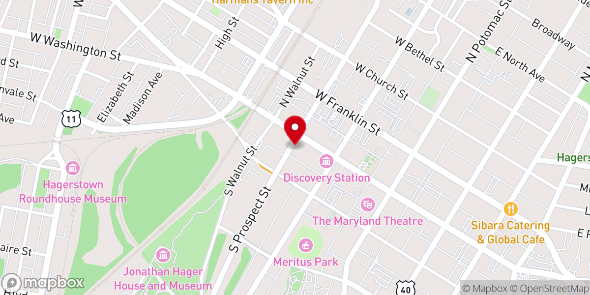 Map showing location of Presbyterian Church of Hagerstown