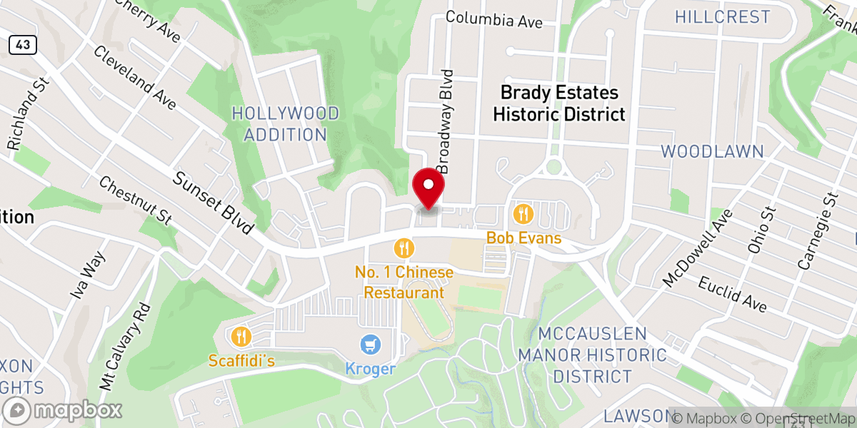 Map showing location of Grace Evangelical Lutheran