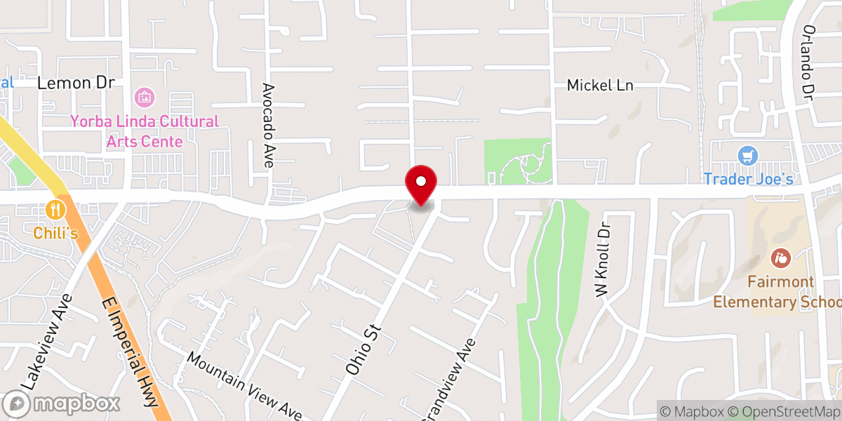 Map showing location of Yorba Linda United Methodist Church
