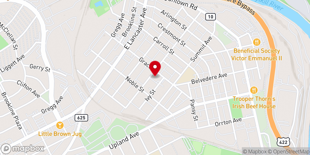 Map showing location of Calvary Baptist Church