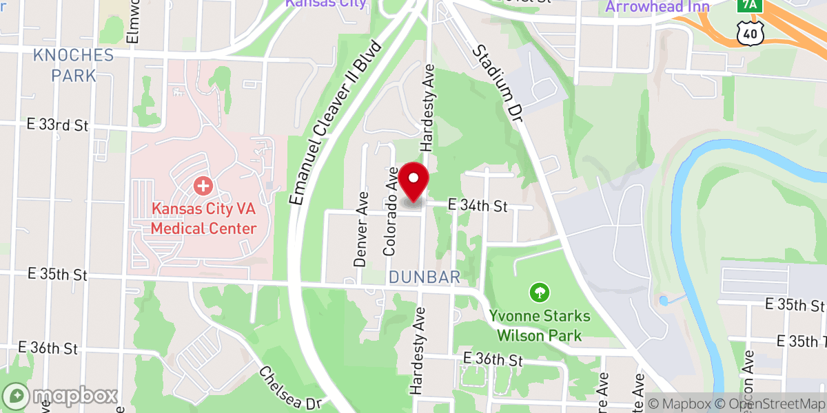 Map showing location of Pilgrim's Rest Baptist Church