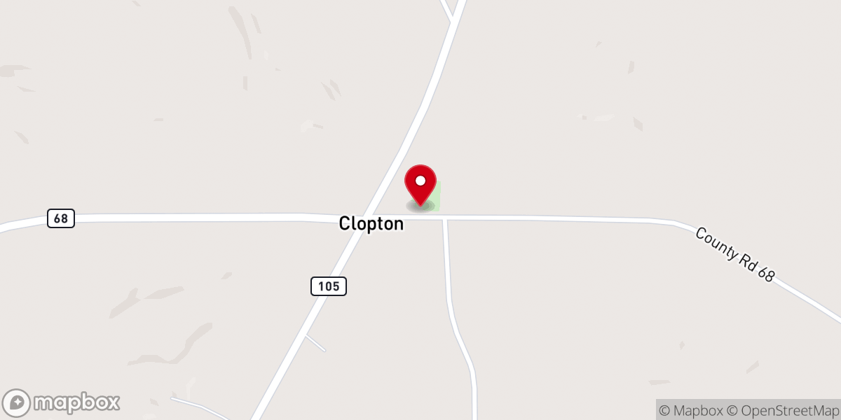 Map showing location of Clopton United Methodist Church