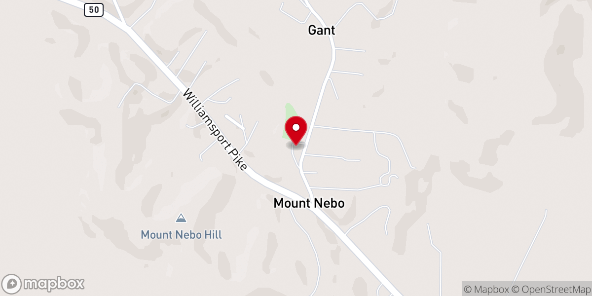 Map showing location of Mount Nebo Church