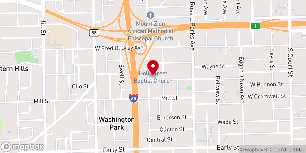 Map showing location of Holt Street Church of Christ