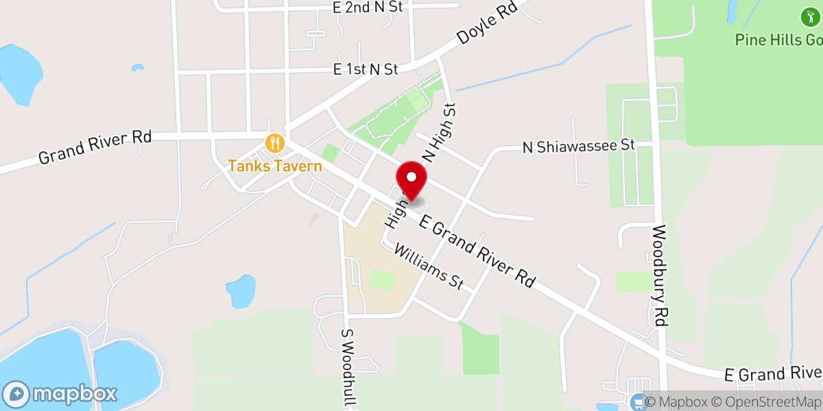Map showing location of First Congregational Church Laingsburg