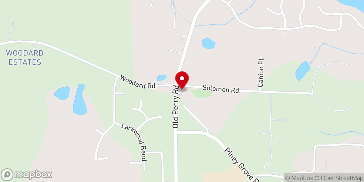 Map showing location of Piney Grove Church