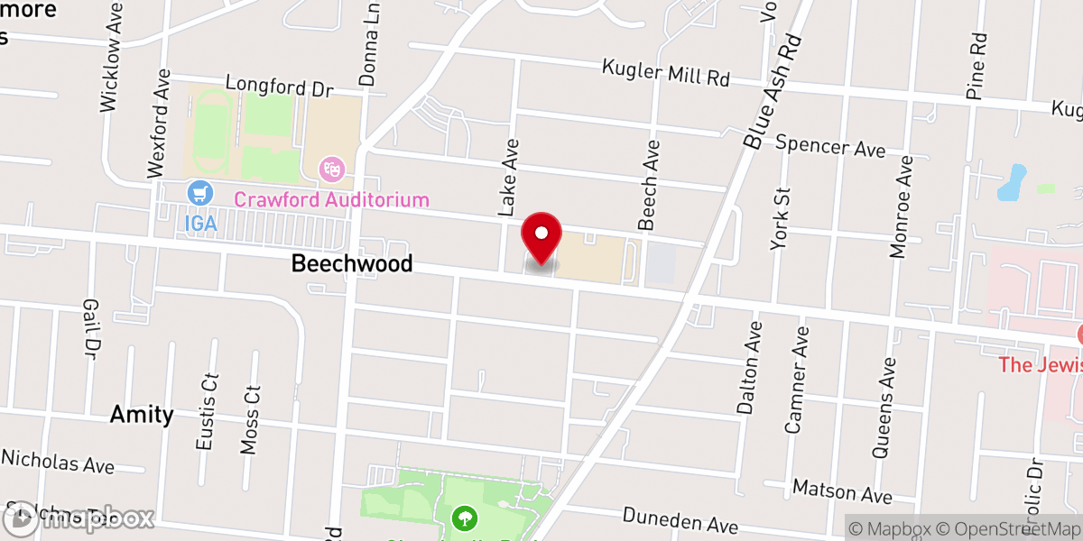 Map showing location of Cincinnati Church of Christ