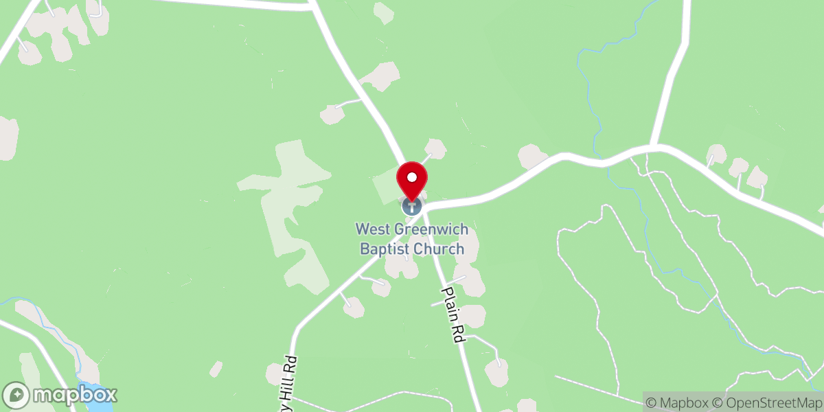Map showing location of West Greenwich Baptist Church