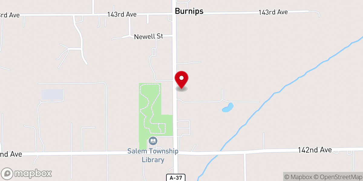 Map showing location of Burnips United Methodist Church