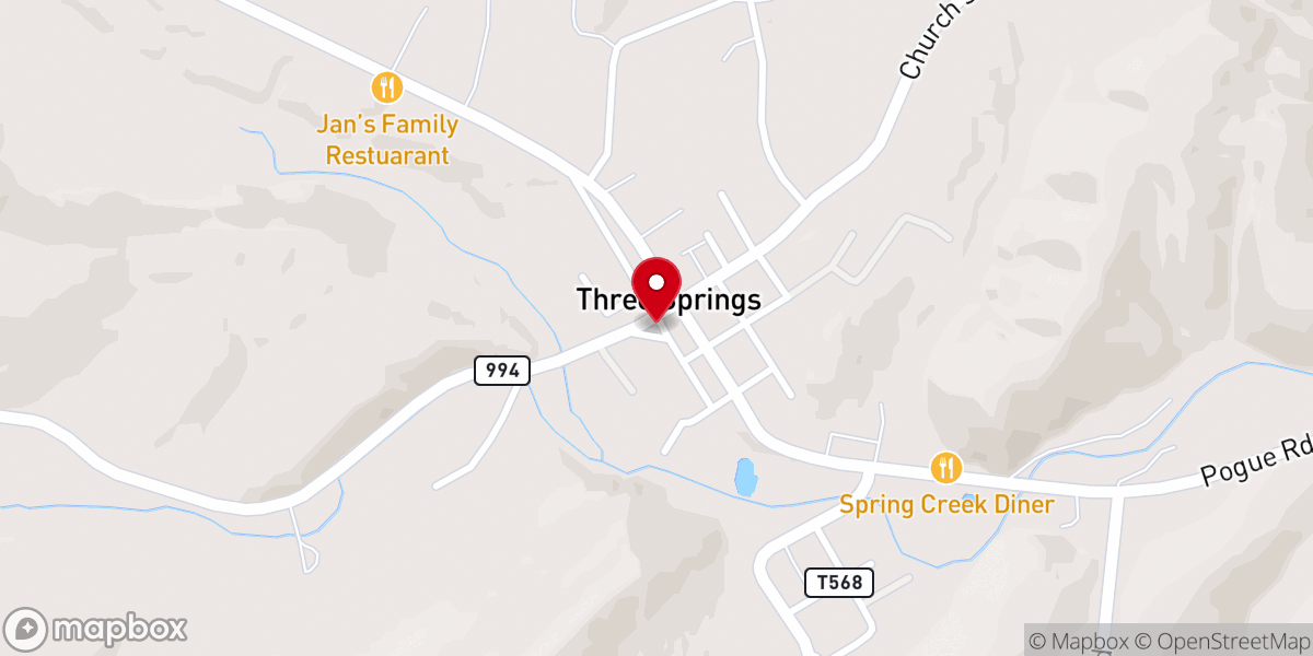 Map showing location of Three Springs-Saltillo Area Historical Society