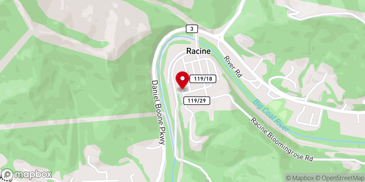 Map showing location of Racine Methodist Church