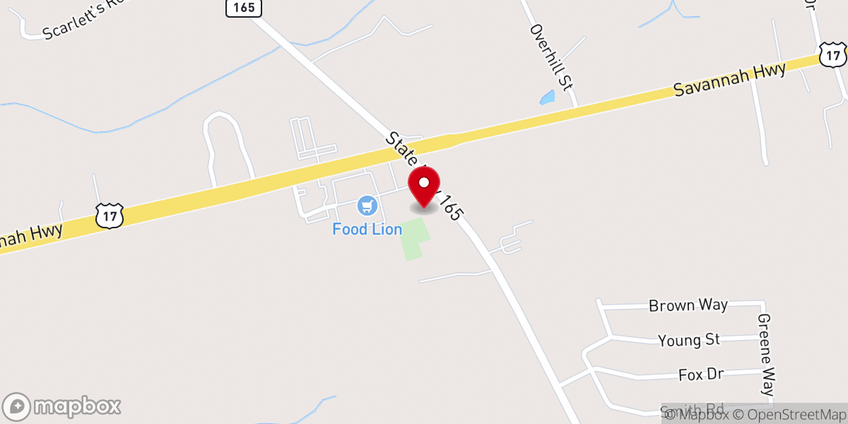 Map showing location of First Baptist Church-Ravenel