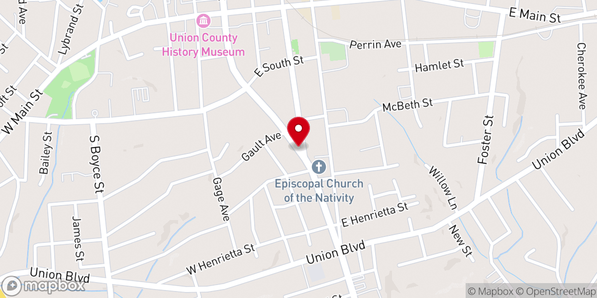Map showing location of James Chapel Baptist Church