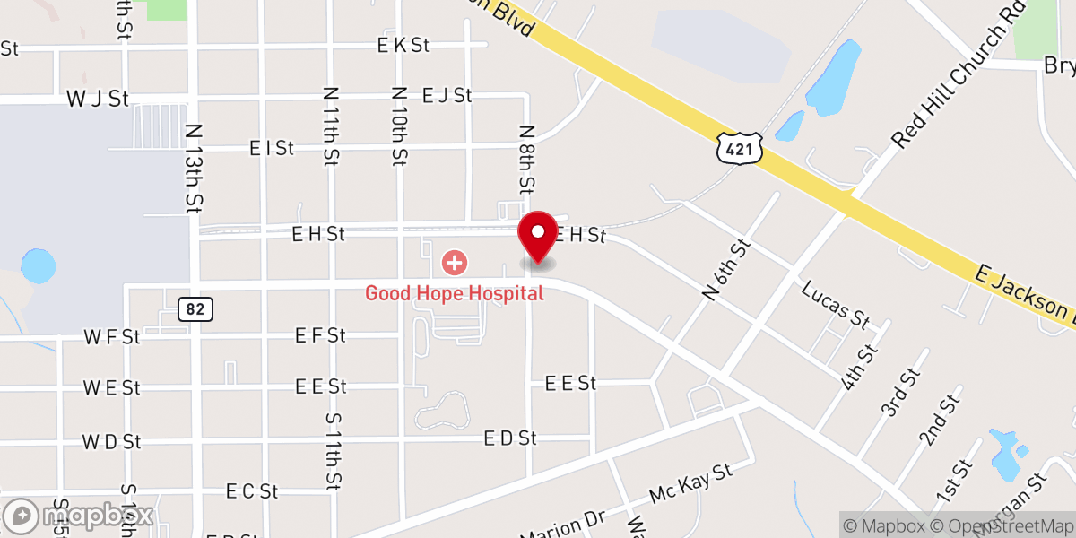 Map showing location of Erwin Methodist Church