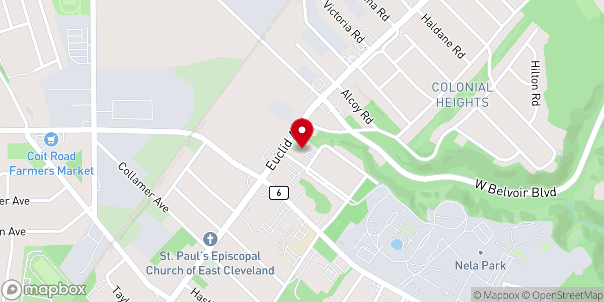 Map showing location of First United Presbyterian Church of East Cleveland