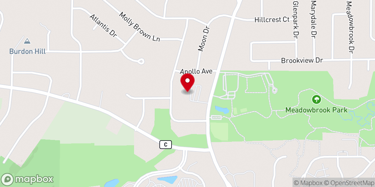 Map showing location of Meadowbrook Church