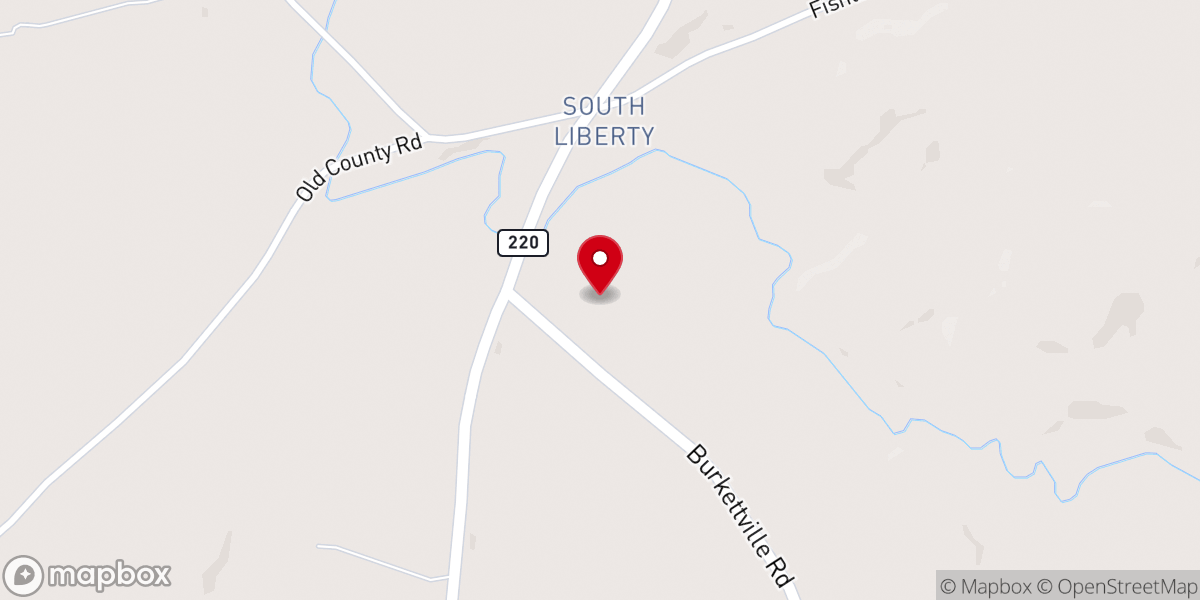 Map showing location of South Liberty Baptist Church