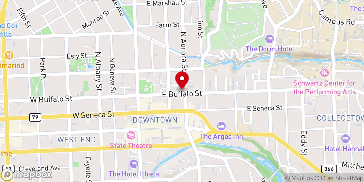 Map showing location of First Unitarian Society of Ithaca