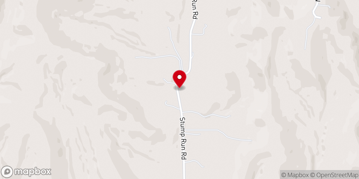 Map showing location of Stump Run Church