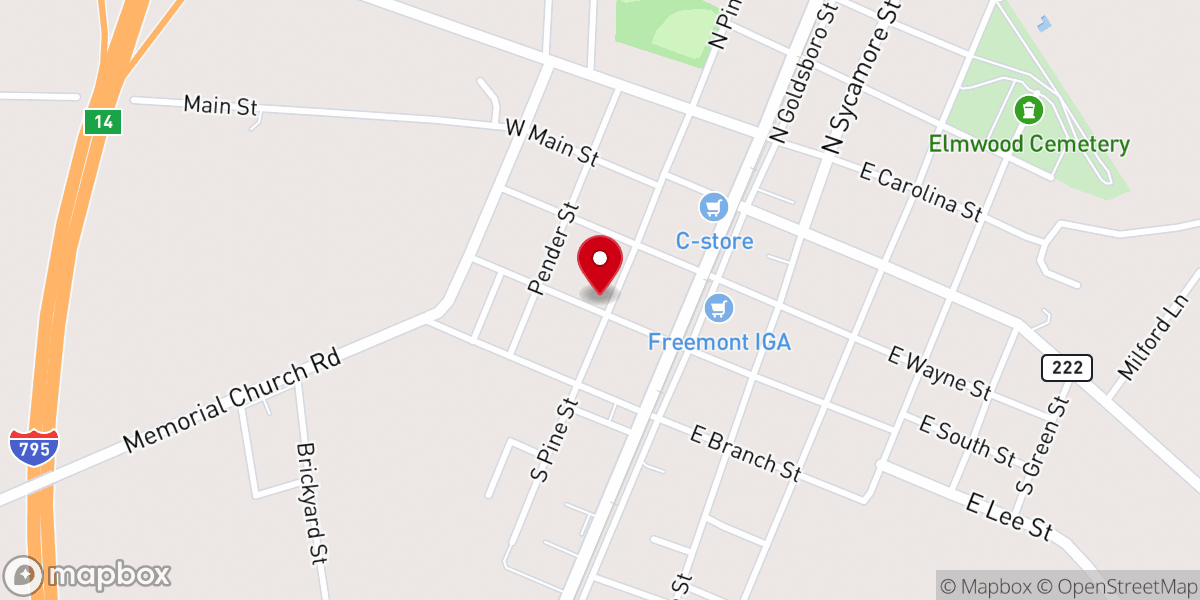 Map showing location of Fremont FWB Parsonage