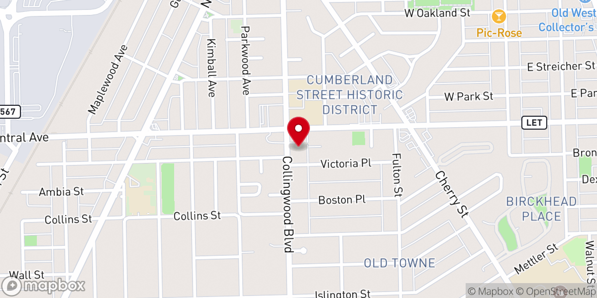 Map showing location of First Church of God, Toledo OH