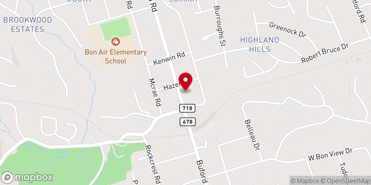 Map showing location of Bon Air Christian Church