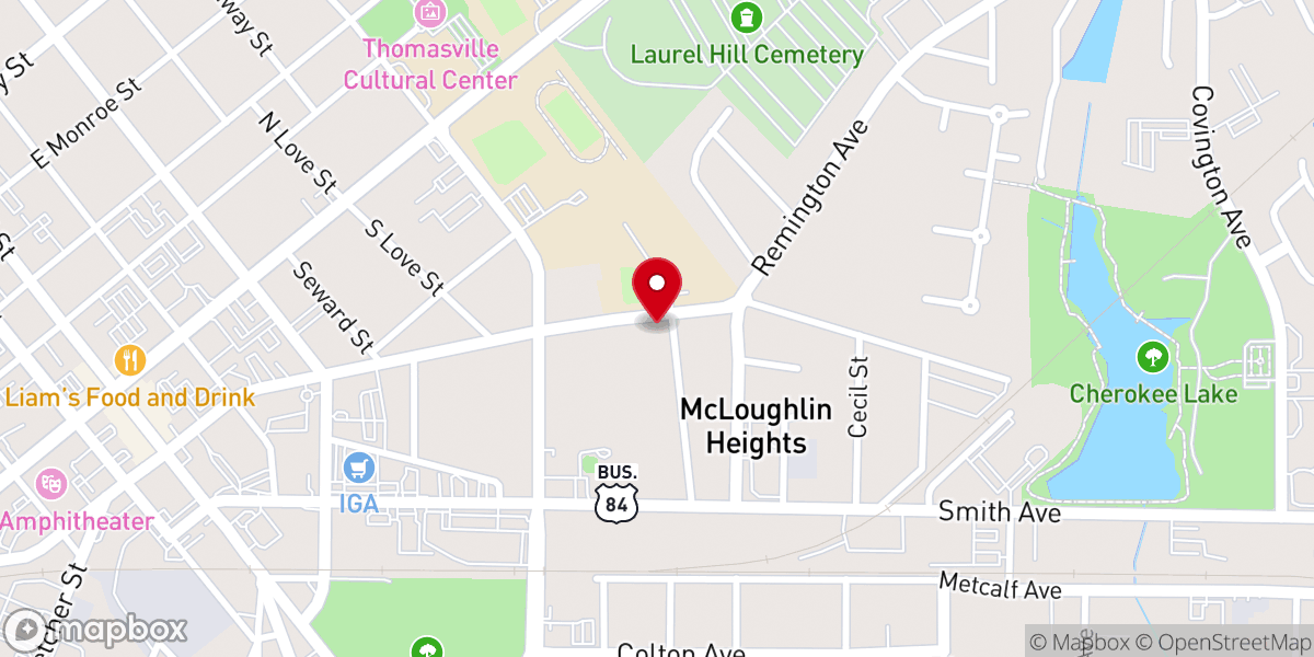 Map showing location of Zion Christian Outreach Ministries of Thomas County Ga