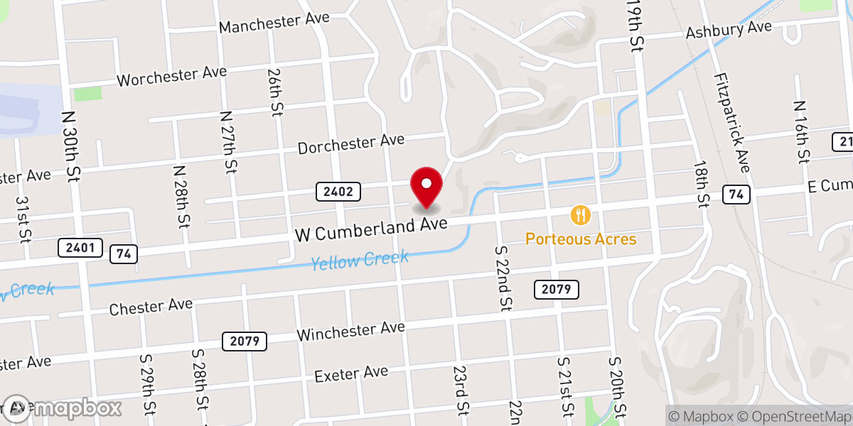 Map showing location of First Baptist Church of Middlesboro, KY