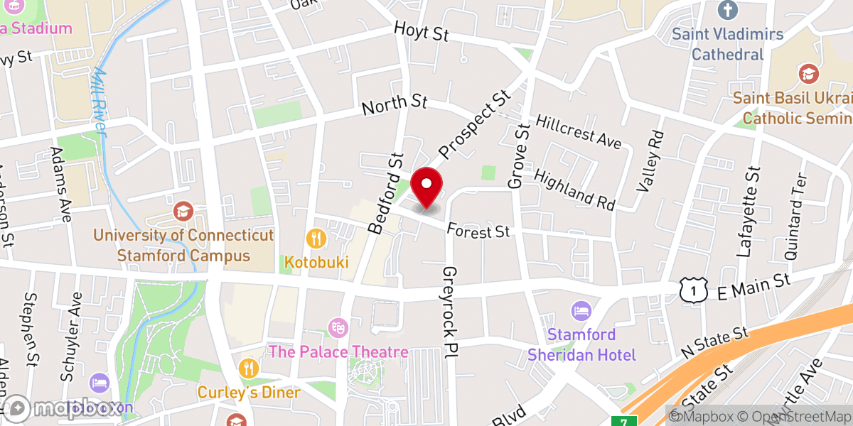 Map showing location of Unitarian Universalist Congregation in Stamford (UUC Stamford)