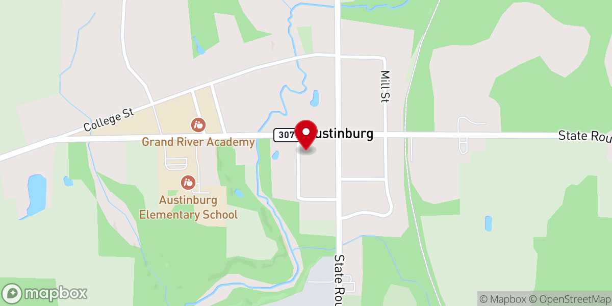 Map showing location of Austinburg First United Church