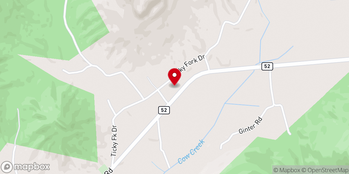 Map showing location of Cow Creek Baptist Church
