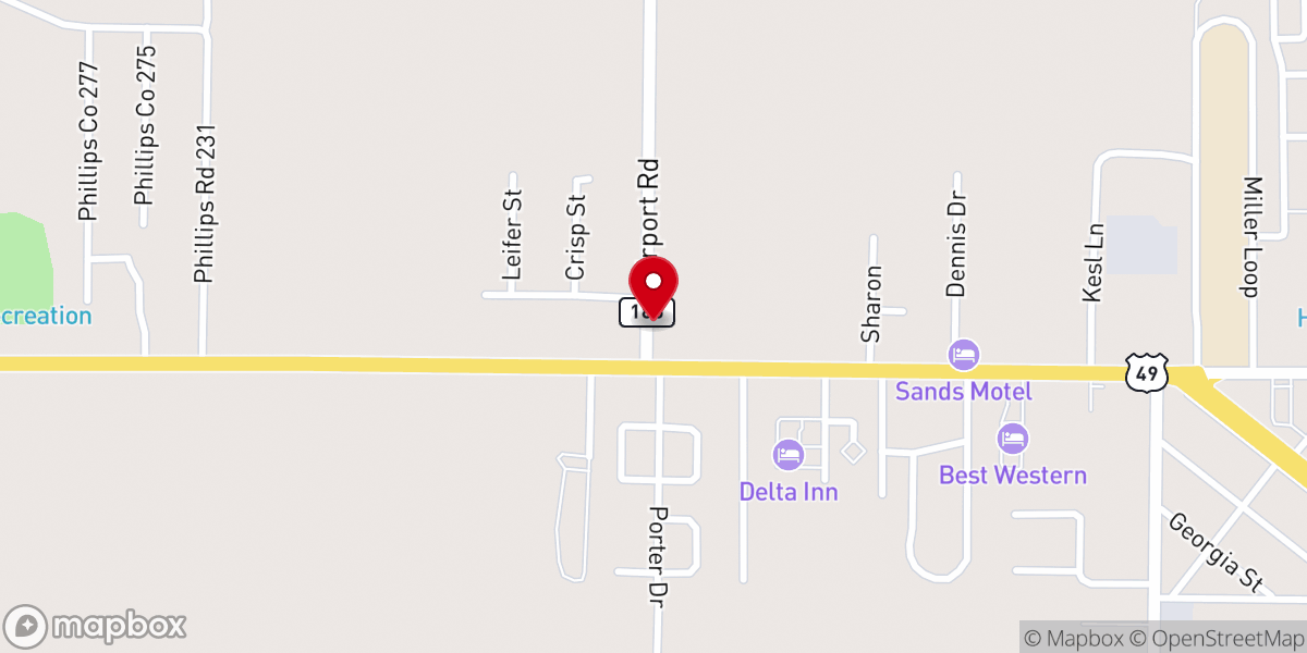Map showing location of Harmony Baptist Church
