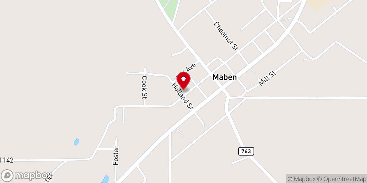 Map showing location of First Baptist Church Maben