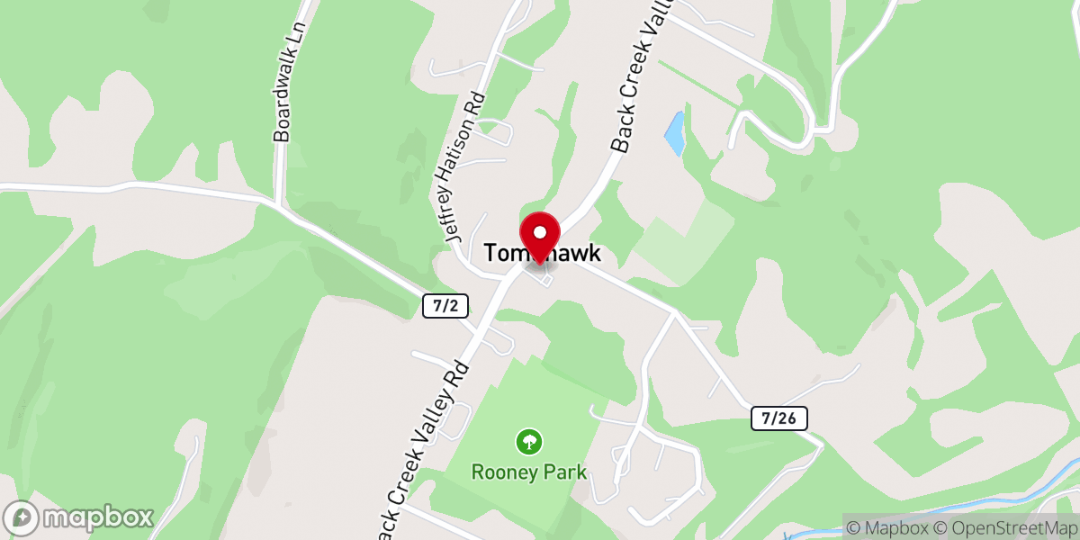 Map showing location of Tomahawk Christian Church