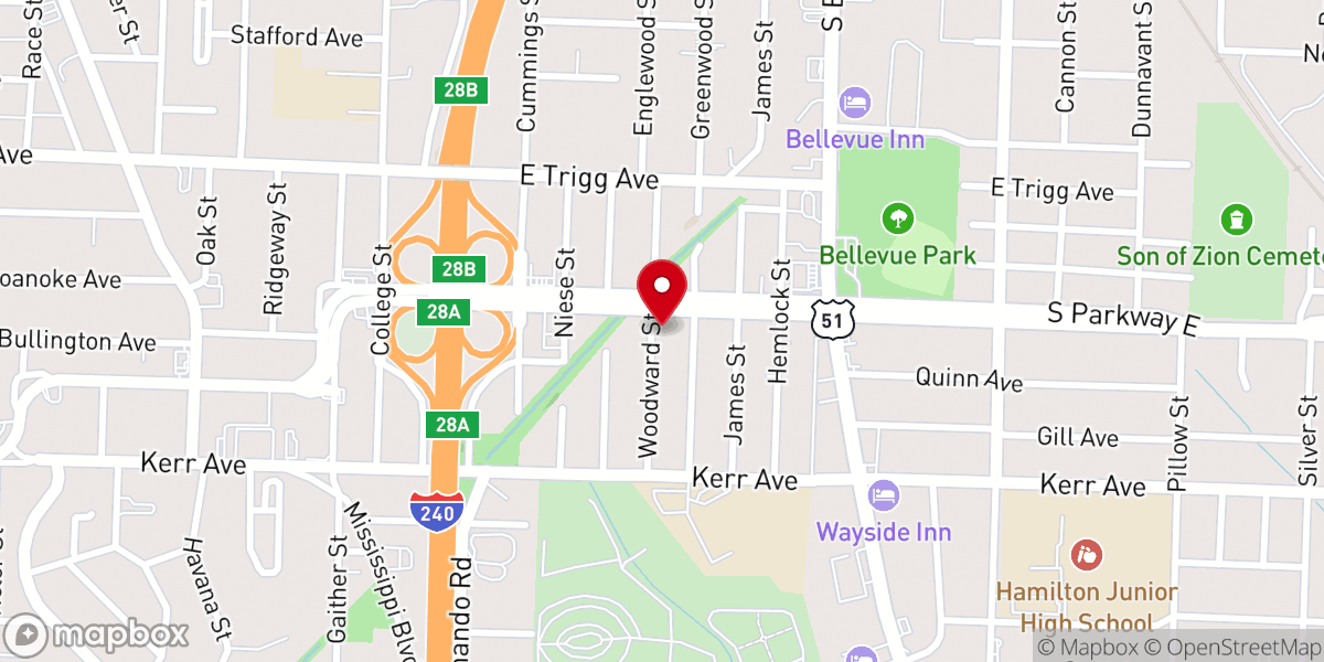 Map showing location of Ward Chapel African Methodist Episcopal Church