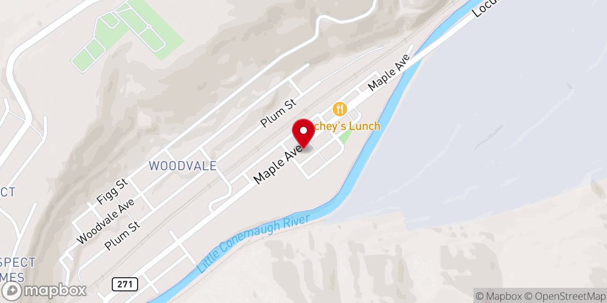 Map showing location of St. John the Baptist Catholic Church