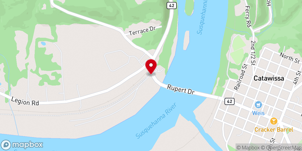 Map showing location of Catawissa Boat Club