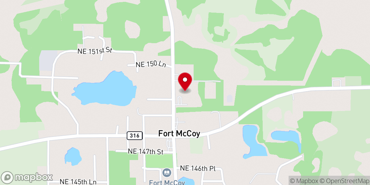 Map showing location of Fort McCoy Church Of God