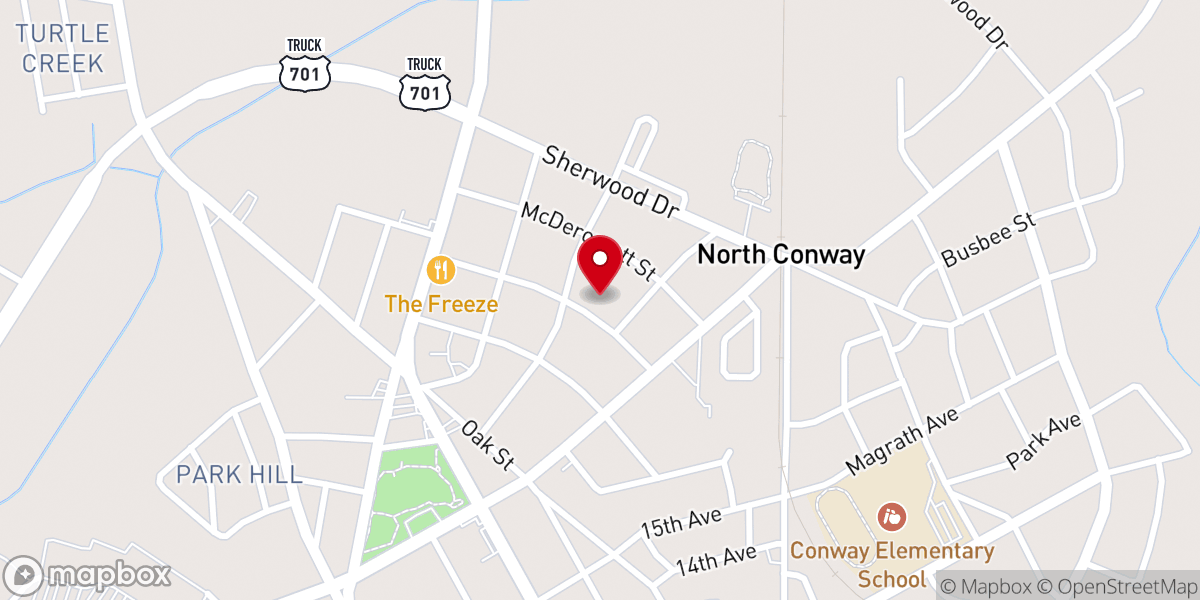 Map showing location of North Conway Baptist Church