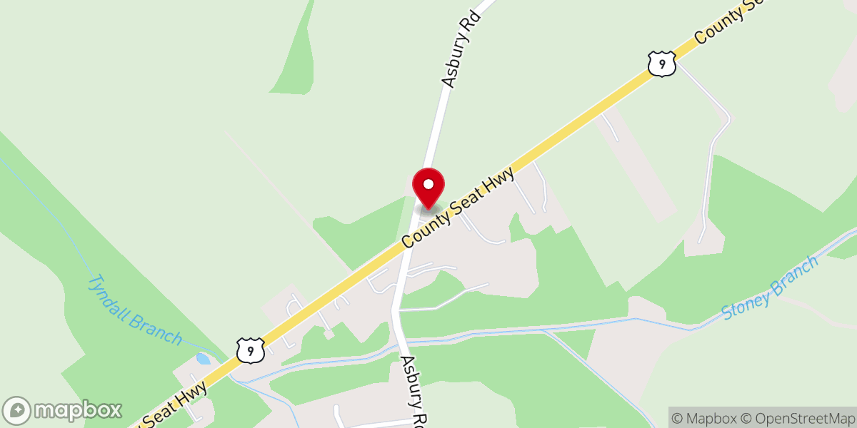 Map showing location of Asbury United Methodist Church