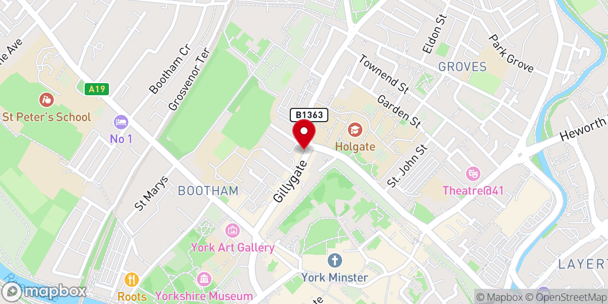 Map showing location of York City Church