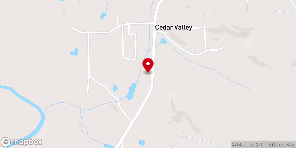 Map showing location of Cedar Valley Church