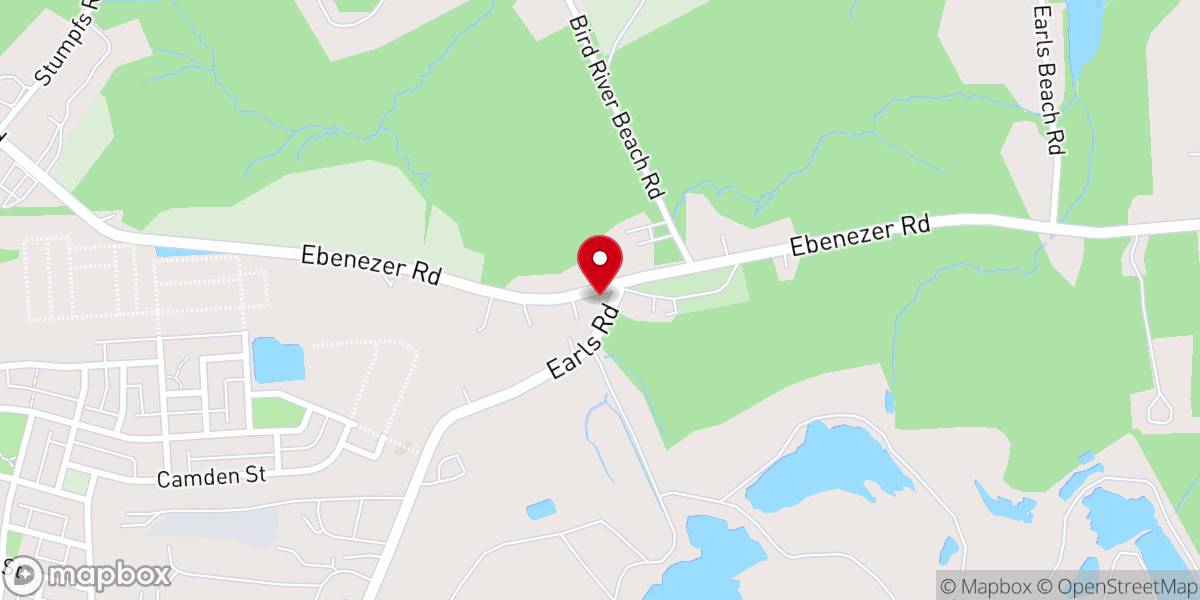 Map showing location of Ebenezer Church