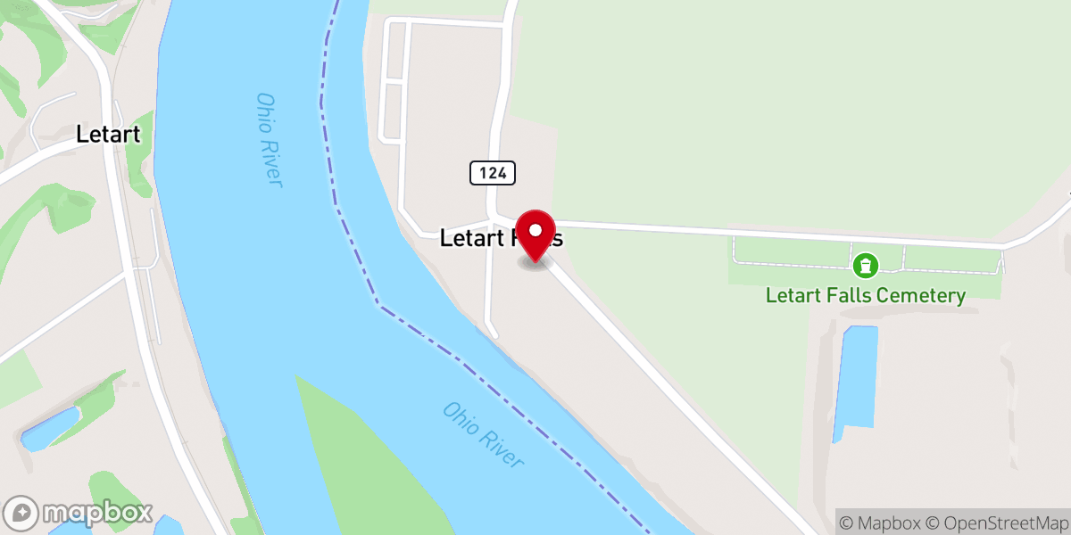 Map showing location of Letart Falls United Methodist Church
