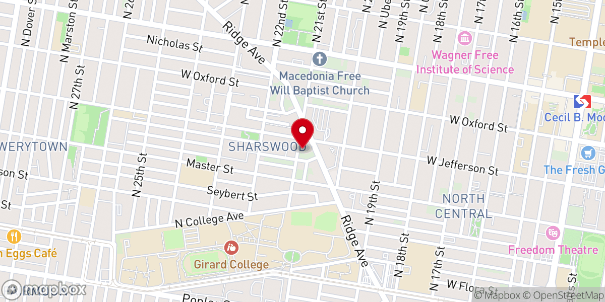 Map showing location of Pennsylvania Baptist State Convention