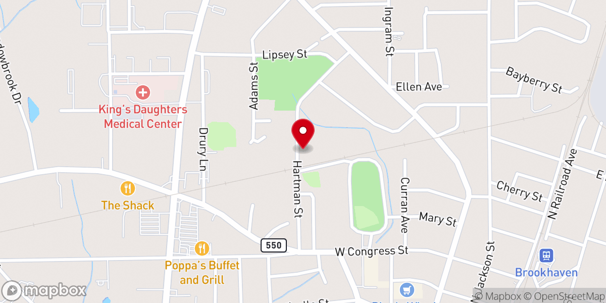 Map showing location of Brookway Baptist Church