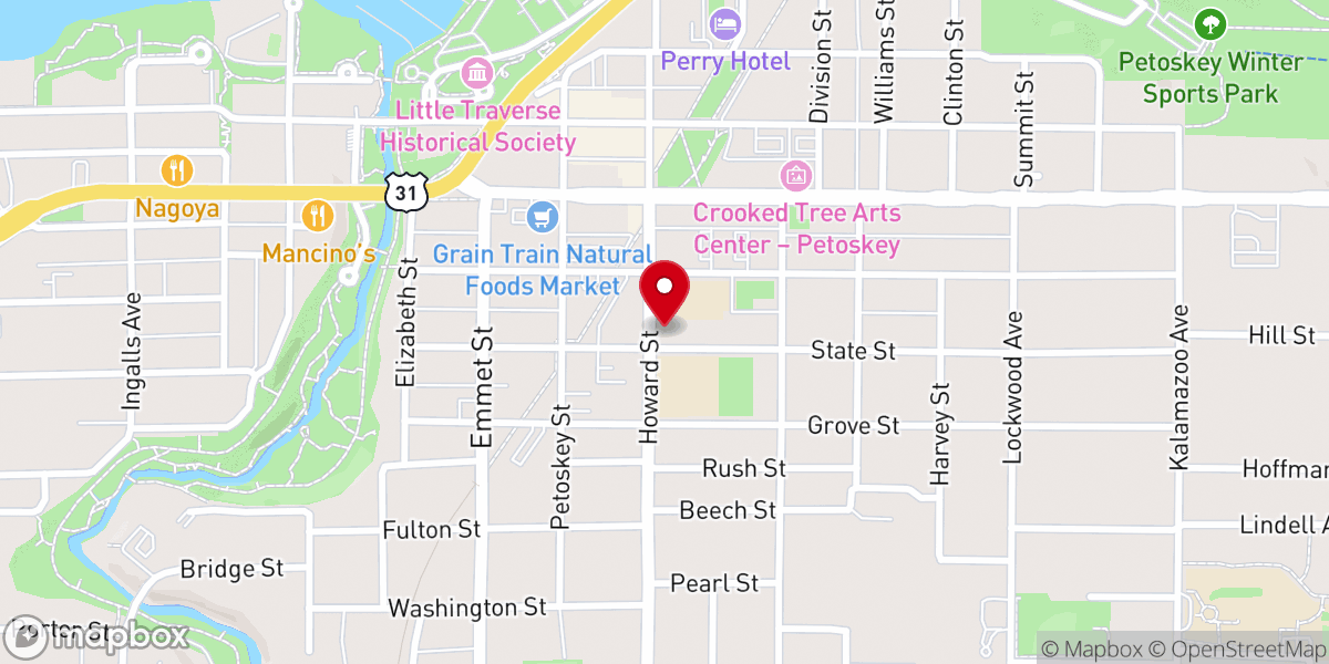 Map showing location of St. Francis Xavier Catholic Church, Petoskey